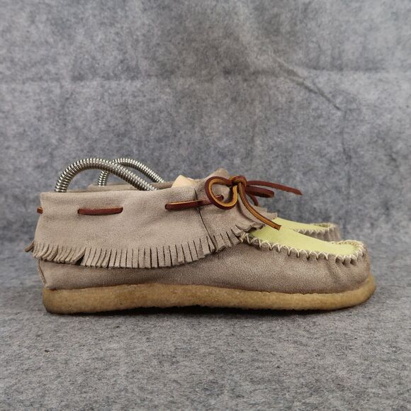 Eastland Shoes Womens 6.5 Moccasin Booties Casco 1955 Leather Fringe Bow Slip On - Picture 2 of 14